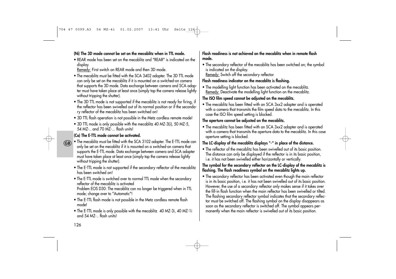 Metz MECABLITZ 54 MZ-4/4I User Manual | Page 126 / 206