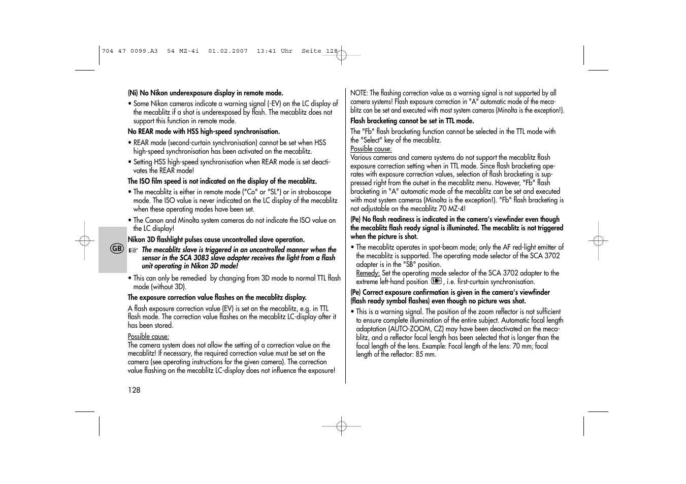 Metz MECABLITZ 54 MZ-4/4I User Manual | Page 128 / 206