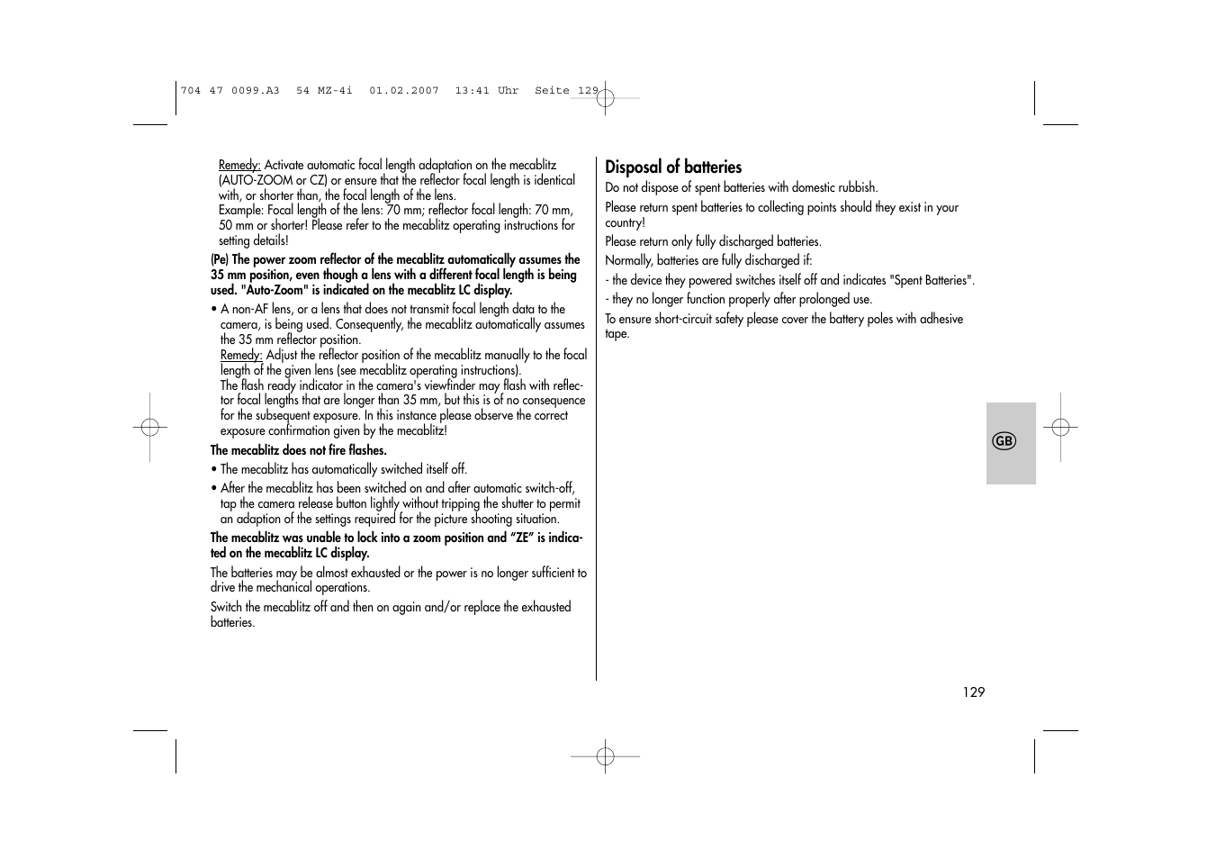 Metz MECABLITZ 54 MZ-4/4I User Manual | Page 129 / 206