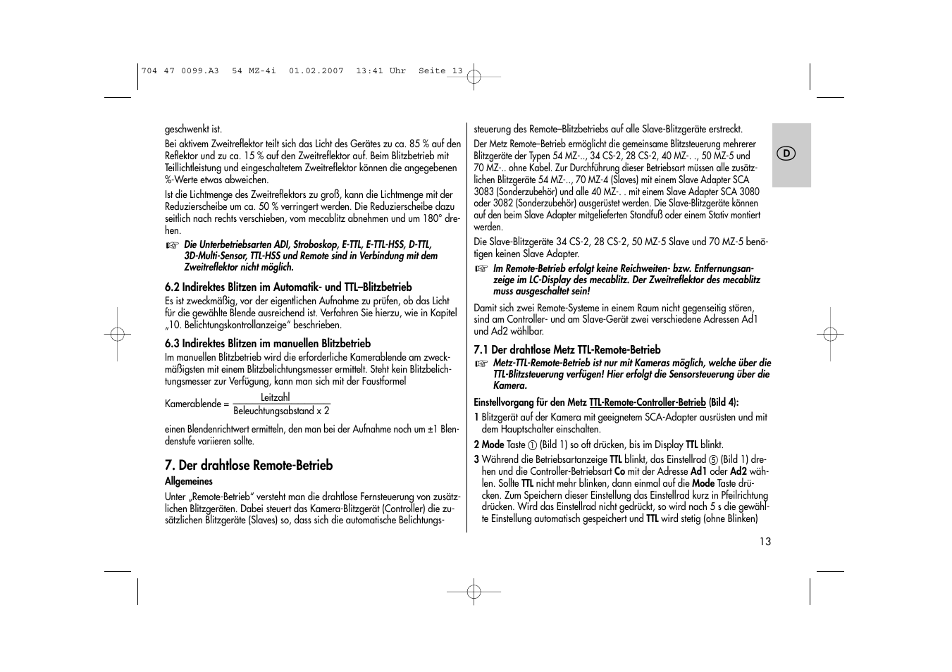 Metz MECABLITZ 54 MZ-4/4I User Manual | Page 13 / 206