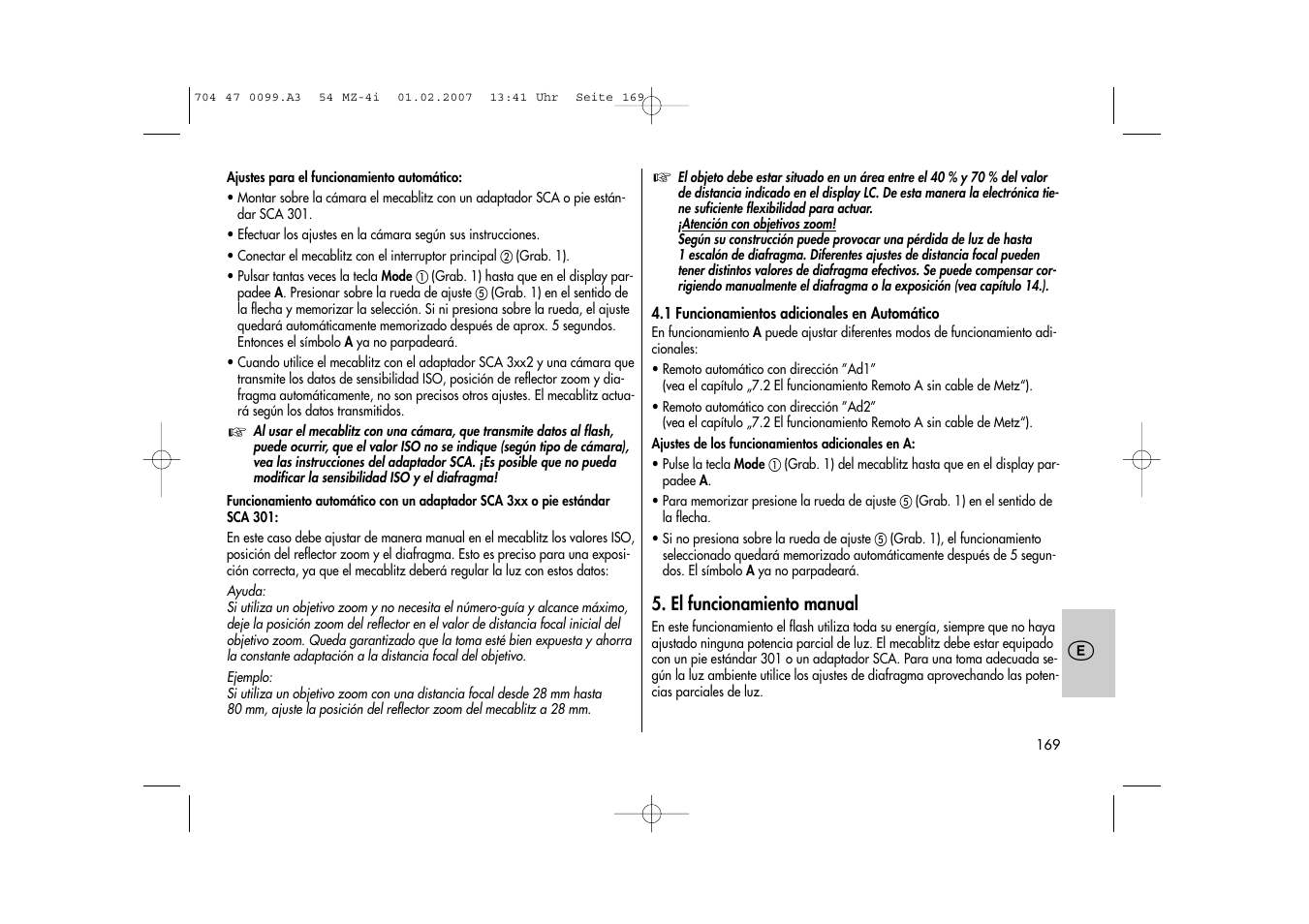 Metz MECABLITZ 54 MZ-4/4I User Manual | Page 169 / 206