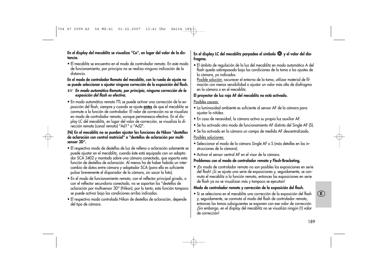 Metz MECABLITZ 54 MZ-4/4I User Manual | Page 189 / 206