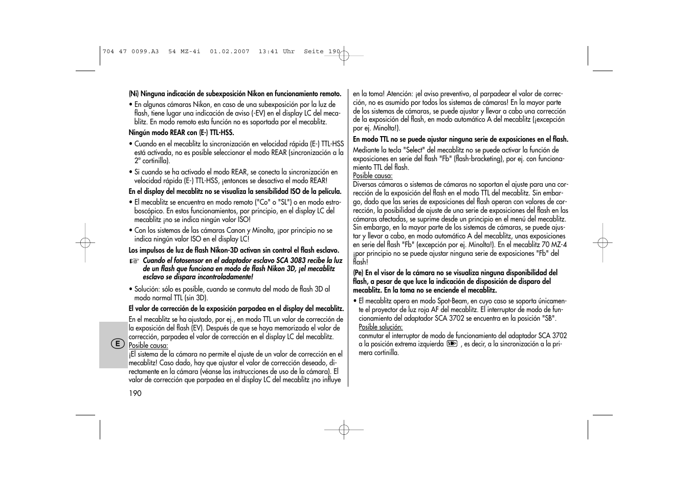 Metz MECABLITZ 54 MZ-4/4I User Manual | Page 190 / 206
