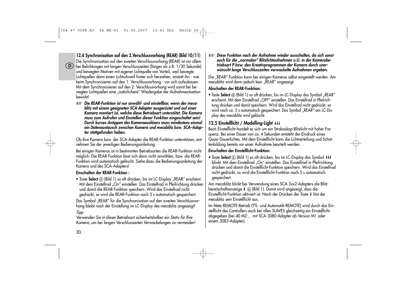 Metz MECABLITZ 54 MZ-4/4I User Manual | Page 20 / 206