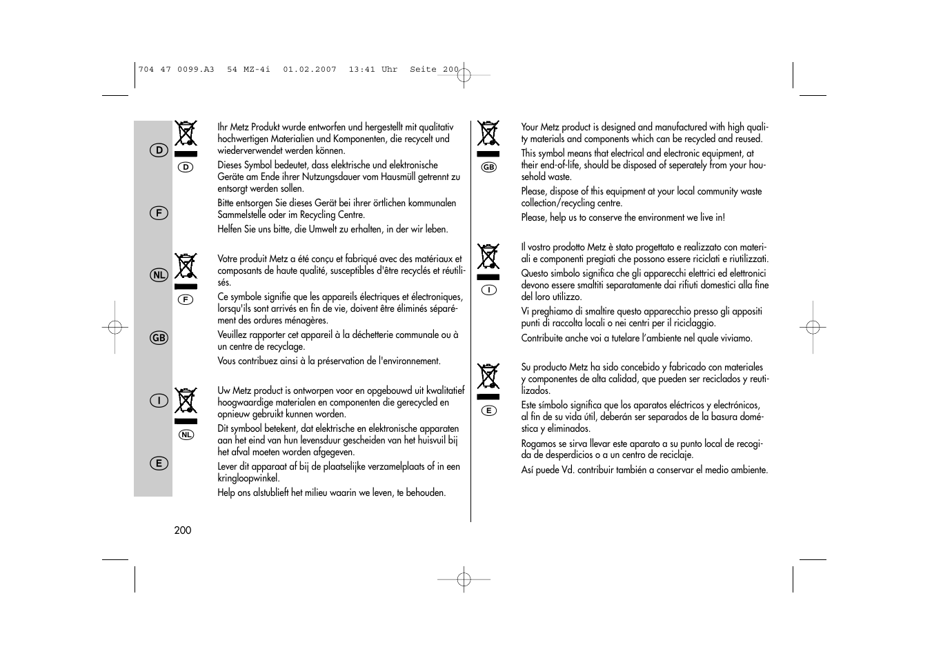 Metz MECABLITZ 54 MZ-4/4I User Manual | Page 200 / 206
