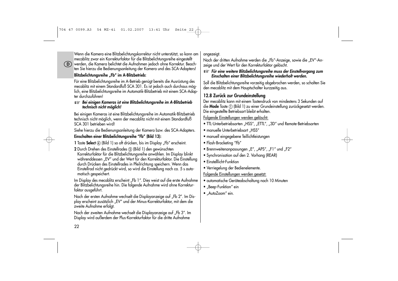 Metz MECABLITZ 54 MZ-4/4I User Manual | Page 22 / 206