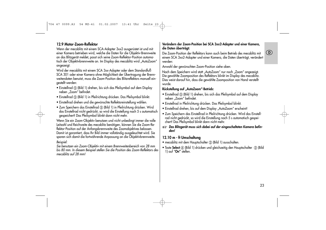Metz MECABLITZ 54 MZ-4/4I User Manual | Page 23 / 206