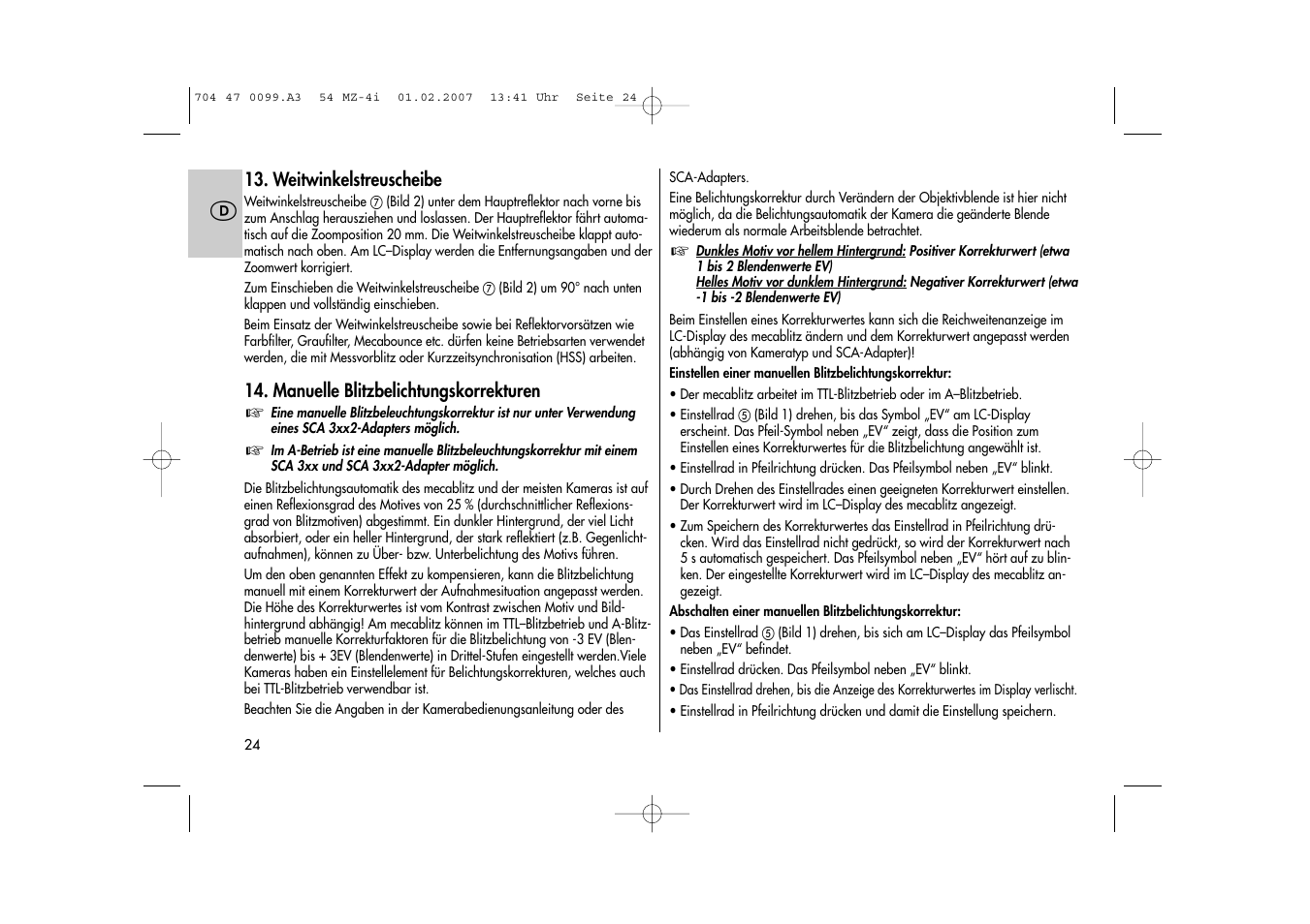 Metz MECABLITZ 54 MZ-4/4I User Manual | Page 24 / 206