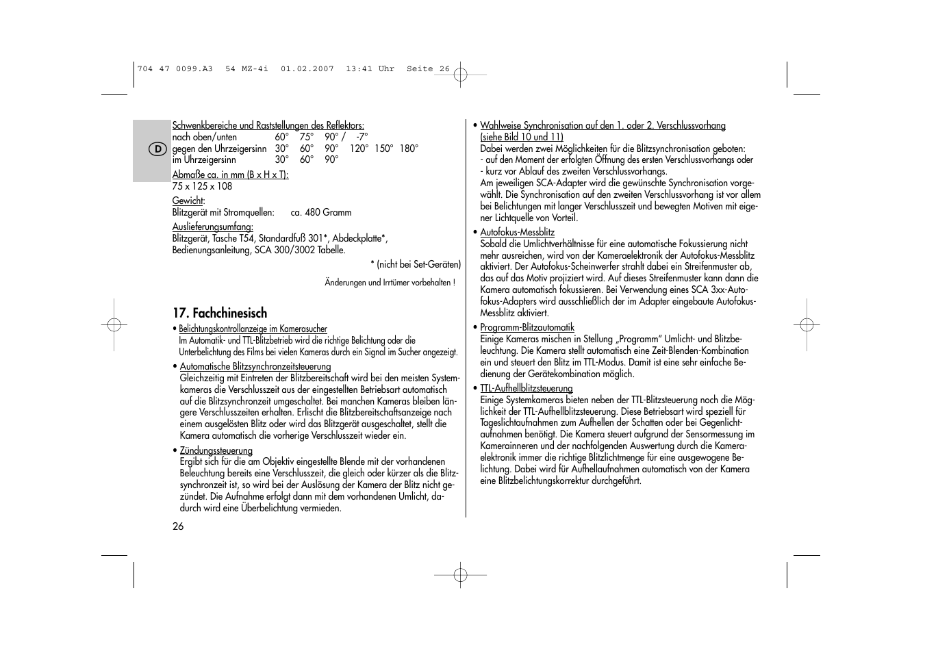 Metz MECABLITZ 54 MZ-4/4I User Manual | Page 26 / 206