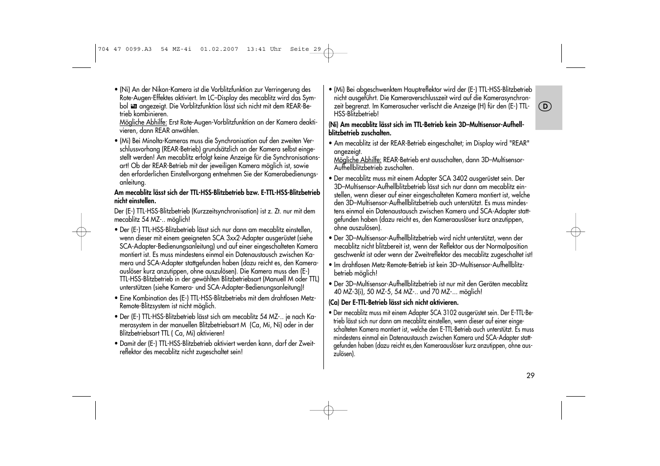 Metz MECABLITZ 54 MZ-4/4I User Manual | Page 29 / 206