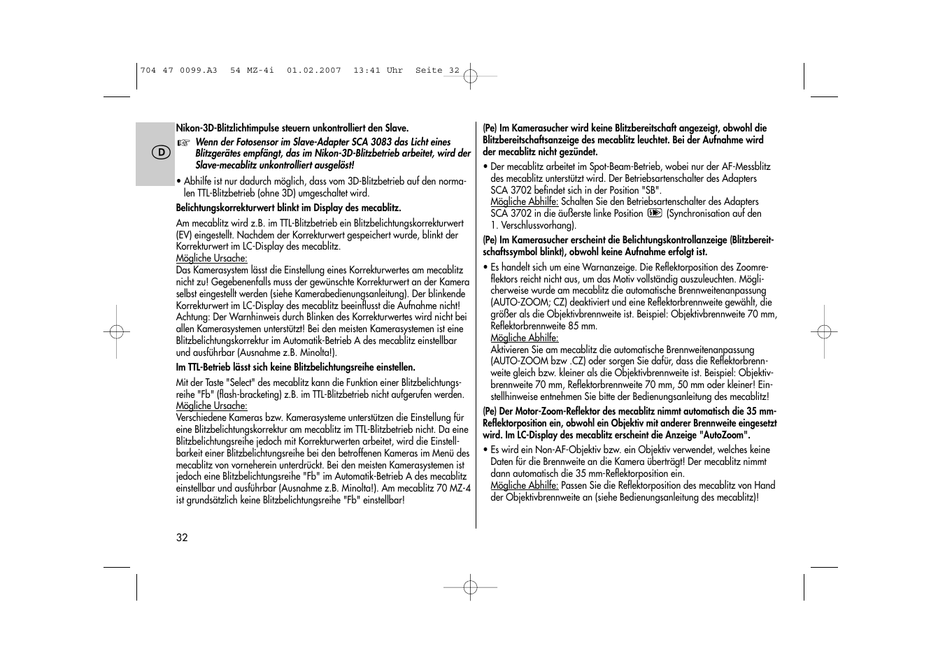 Metz MECABLITZ 54 MZ-4/4I User Manual | Page 32 / 206