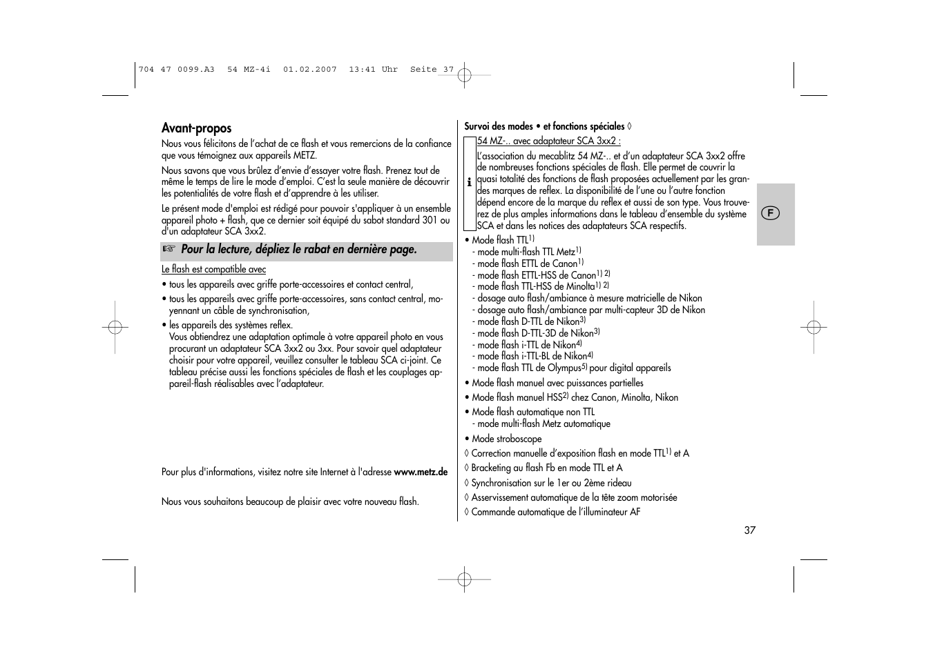 Metz MECABLITZ 54 MZ-4/4I User Manual | Page 37 / 206
