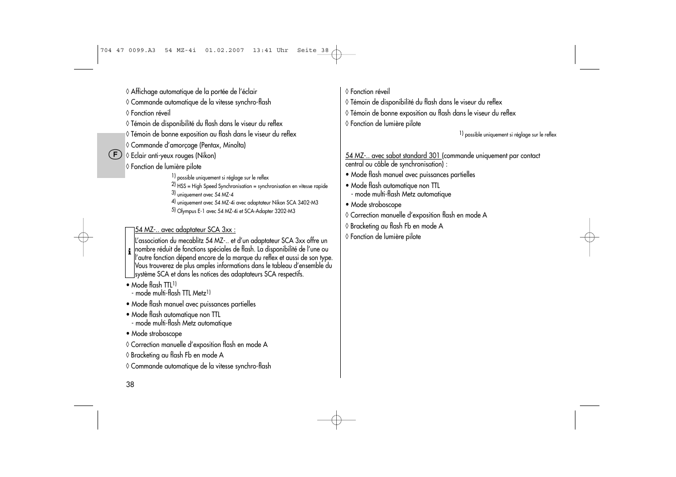 Metz MECABLITZ 54 MZ-4/4I User Manual | Page 38 / 206