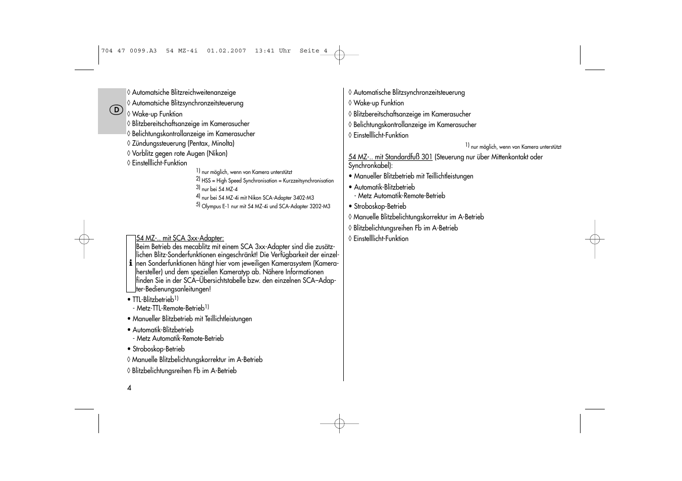 Metz MECABLITZ 54 MZ-4/4I User Manual | Page 4 / 206
