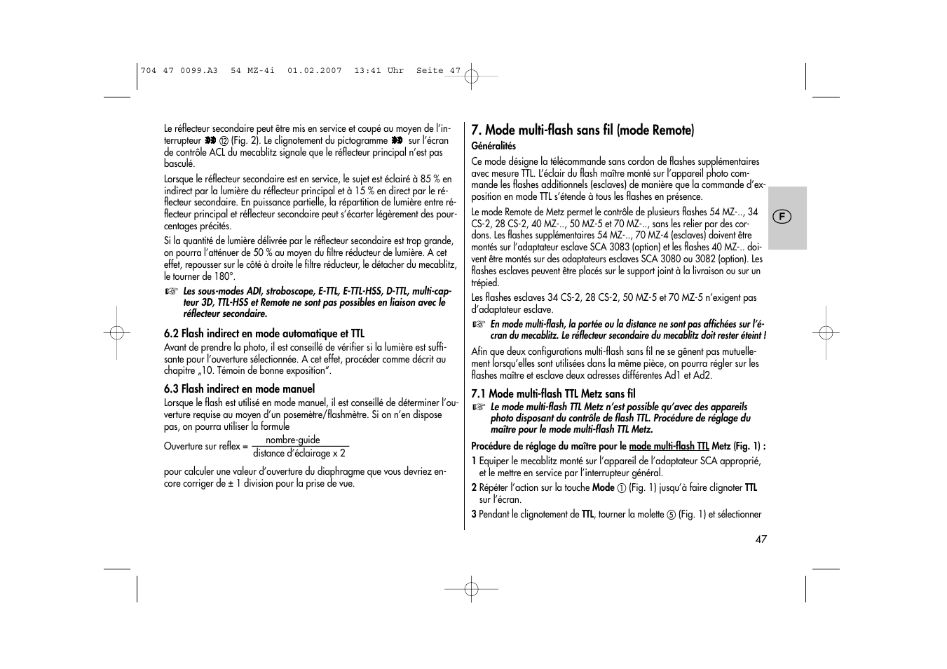 Metz MECABLITZ 54 MZ-4/4I User Manual | Page 47 / 206