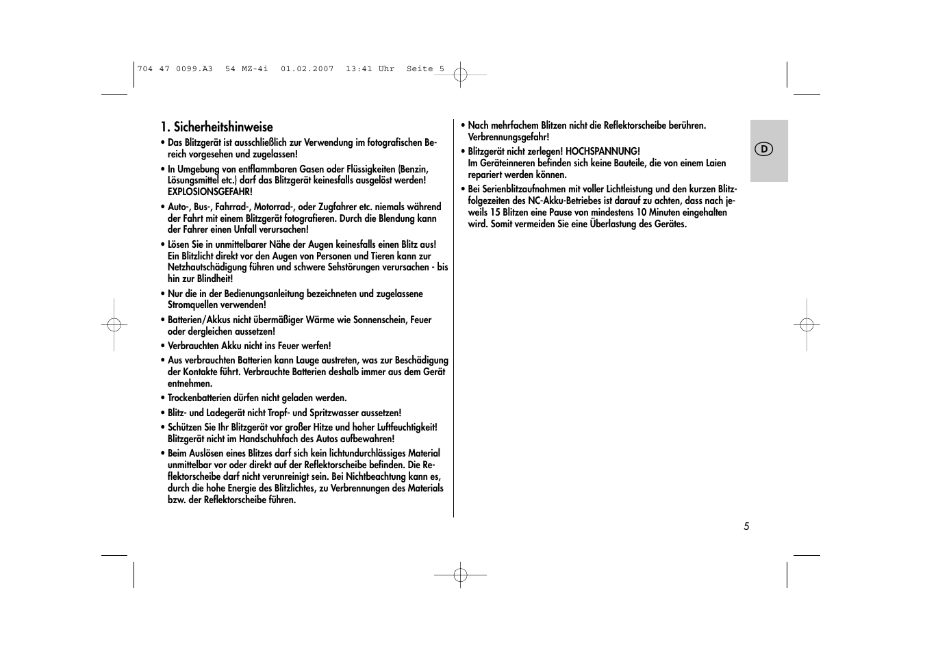 Metz MECABLITZ 54 MZ-4/4I User Manual | Page 5 / 206