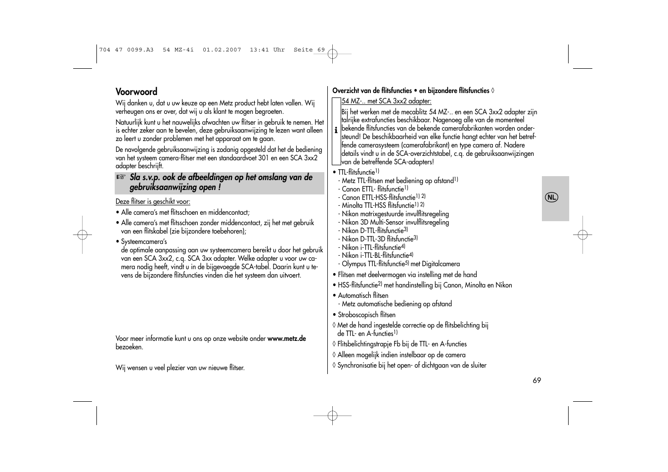 Metz MECABLITZ 54 MZ-4/4I User Manual | Page 69 / 206