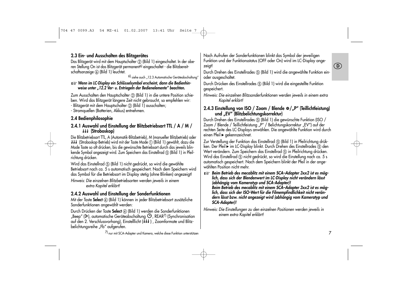 Metz MECABLITZ 54 MZ-4/4I User Manual | Page 7 / 206
