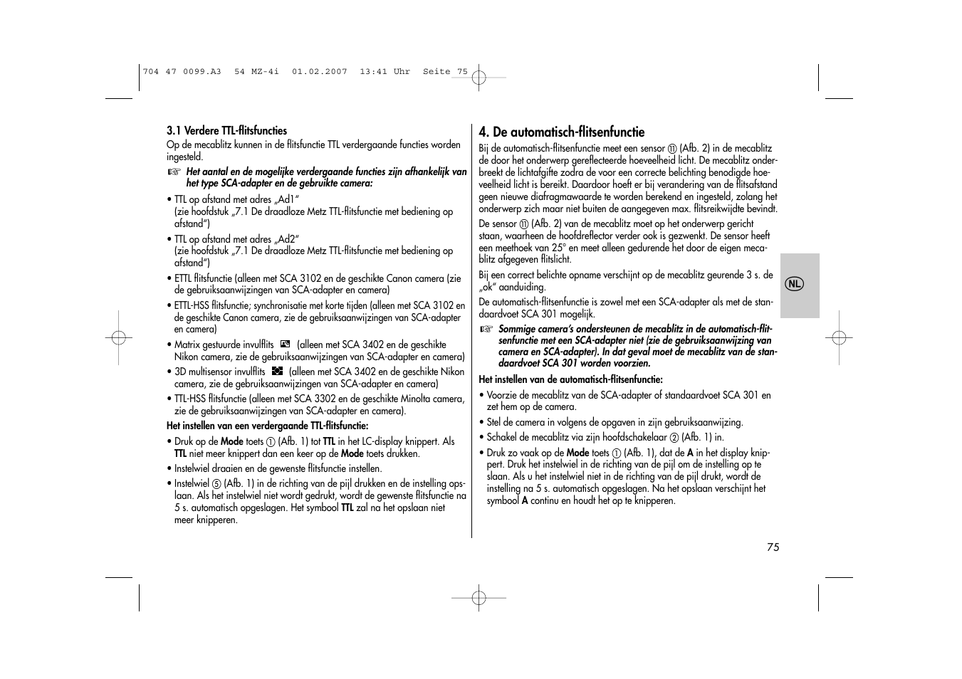 Metz MECABLITZ 54 MZ-4/4I User Manual | Page 75 / 206