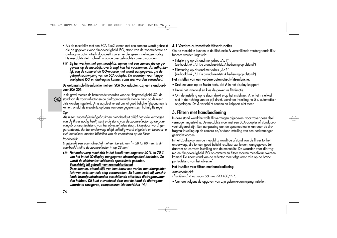 Metz MECABLITZ 54 MZ-4/4I User Manual | Page 76 / 206