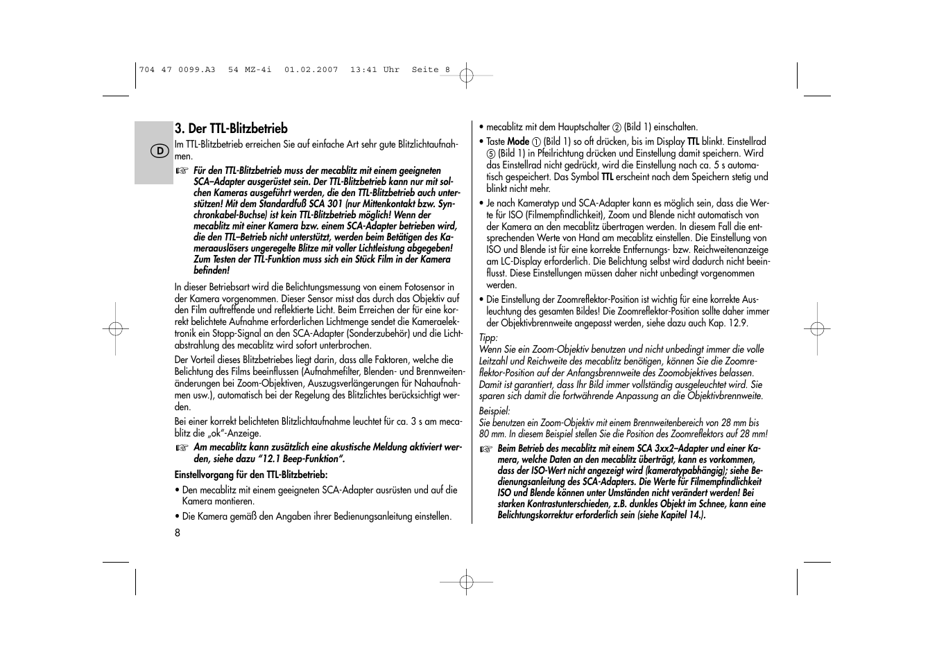 Metz MECABLITZ 54 MZ-4/4I User Manual | Page 8 / 206
