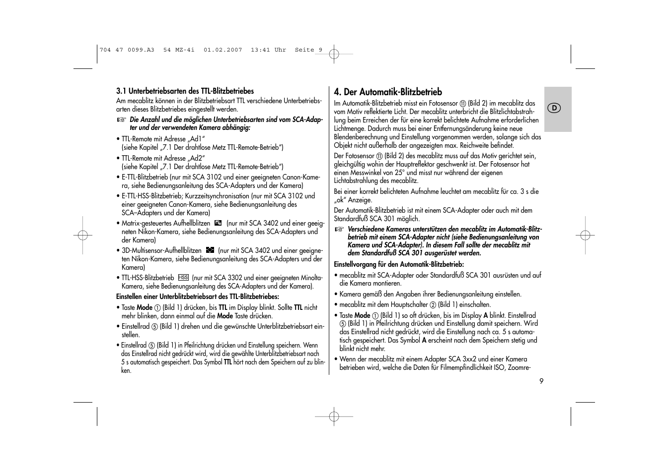 Metz MECABLITZ 54 MZ-4/4I User Manual | Page 9 / 206