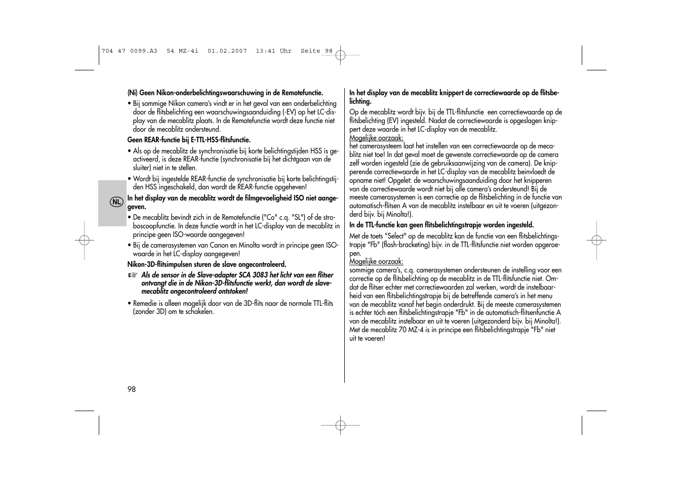 Metz MECABLITZ 54 MZ-4/4I User Manual | Page 98 / 206