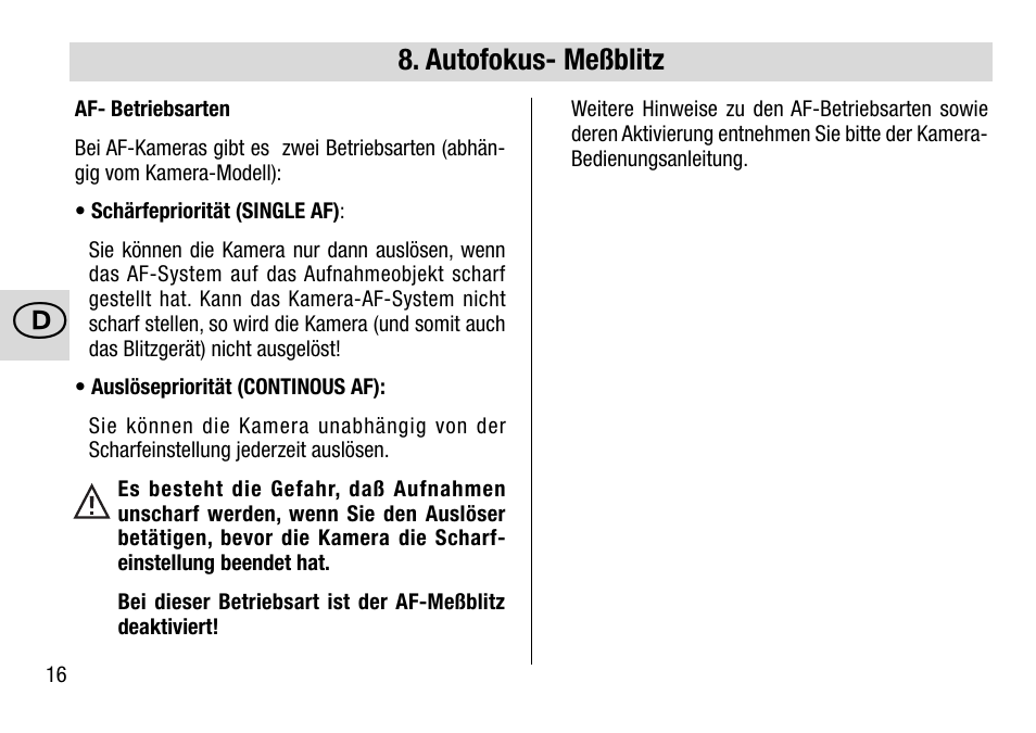 Metz 28 AF-4 N User Manual | Page 16 / 88