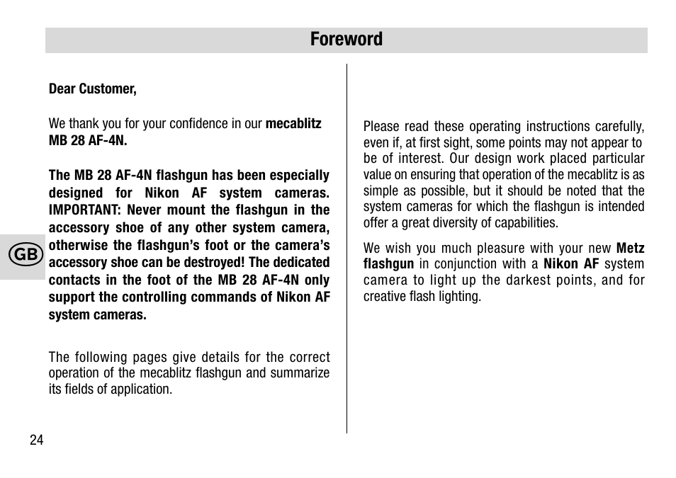 Metz 28 AF-4 N User Manual | Page 24 / 88