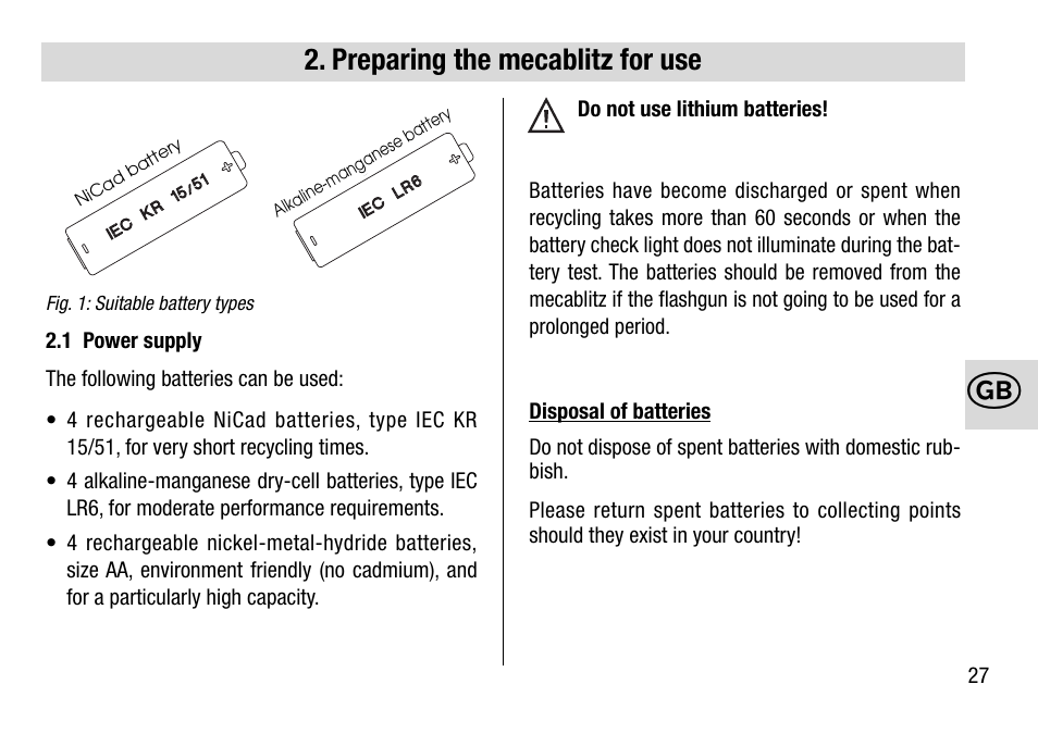 Preparing the mecablitz for use | Metz 28 AF-4 N User Manual | Page 27 / 88
