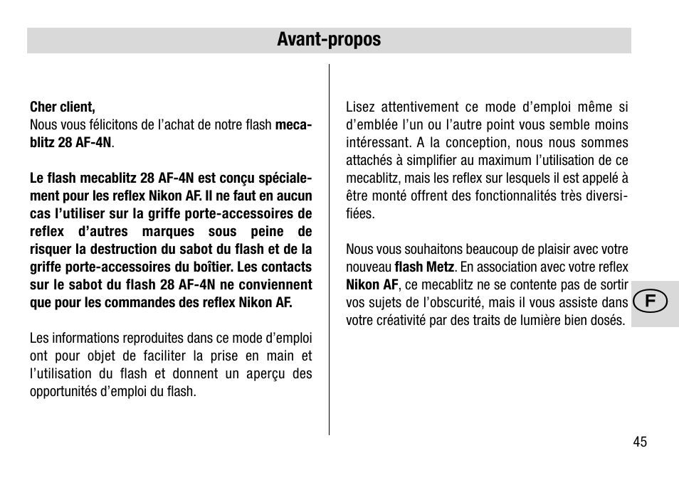 Metz 28 AF-4 N User Manual | Page 45 / 88