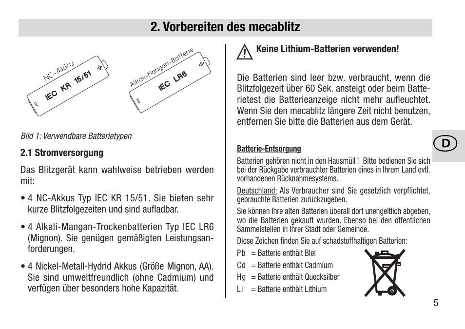 Vorbereiten des mecablitz | Metz 28 AF-4 N User Manual | Page 5 / 88