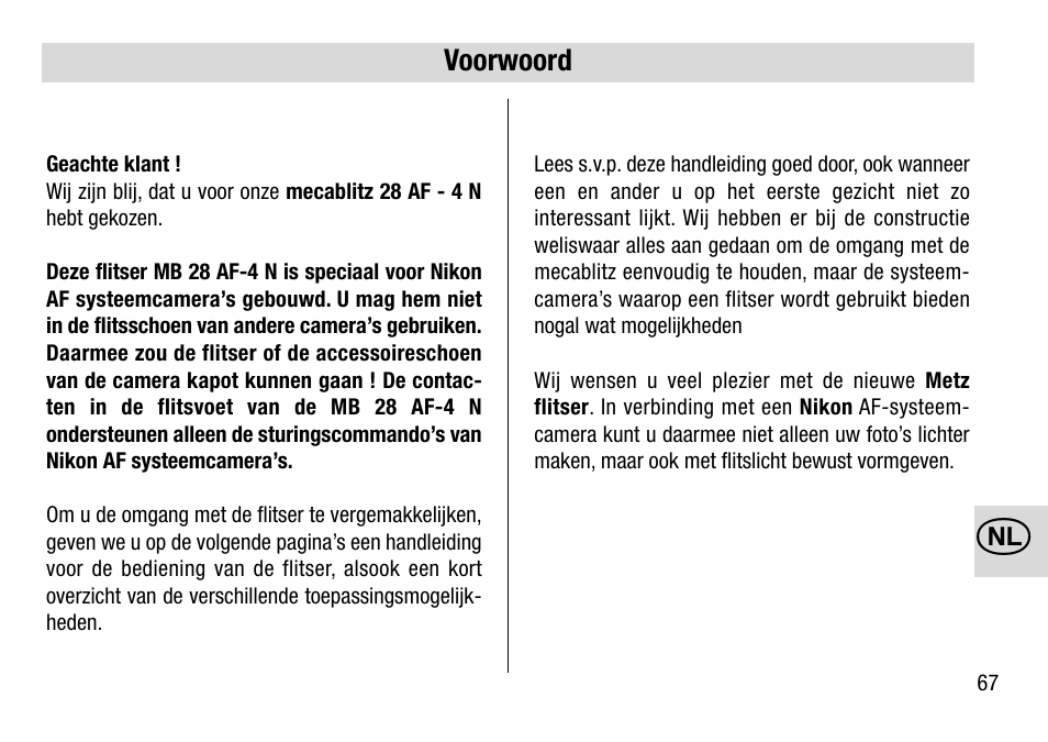 Metz 28 AF-4 N User Manual | Page 67 / 88