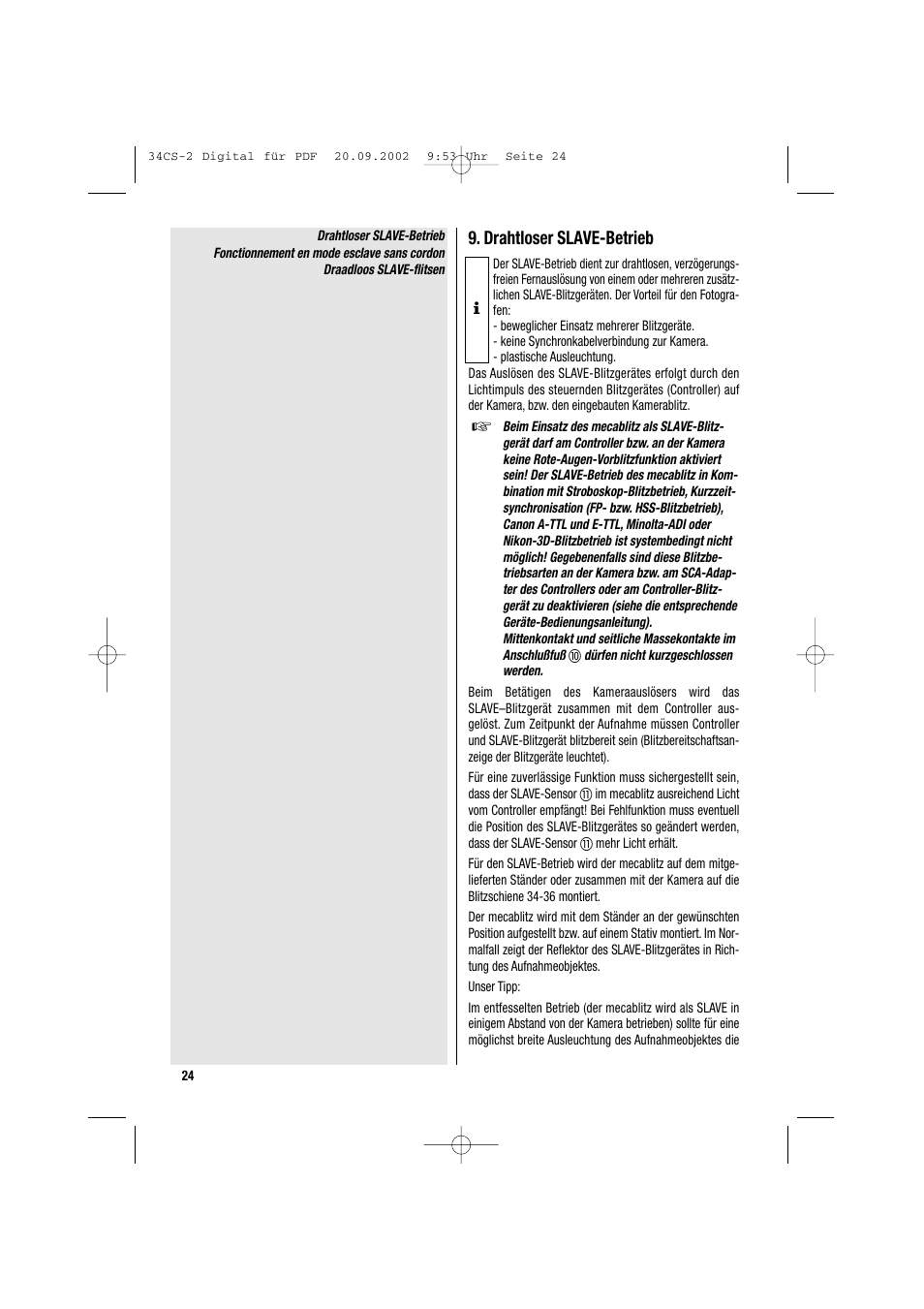 Drahtloser slave-betrieb | Metz 34 CS-2 User Manual | Page 24 / 80