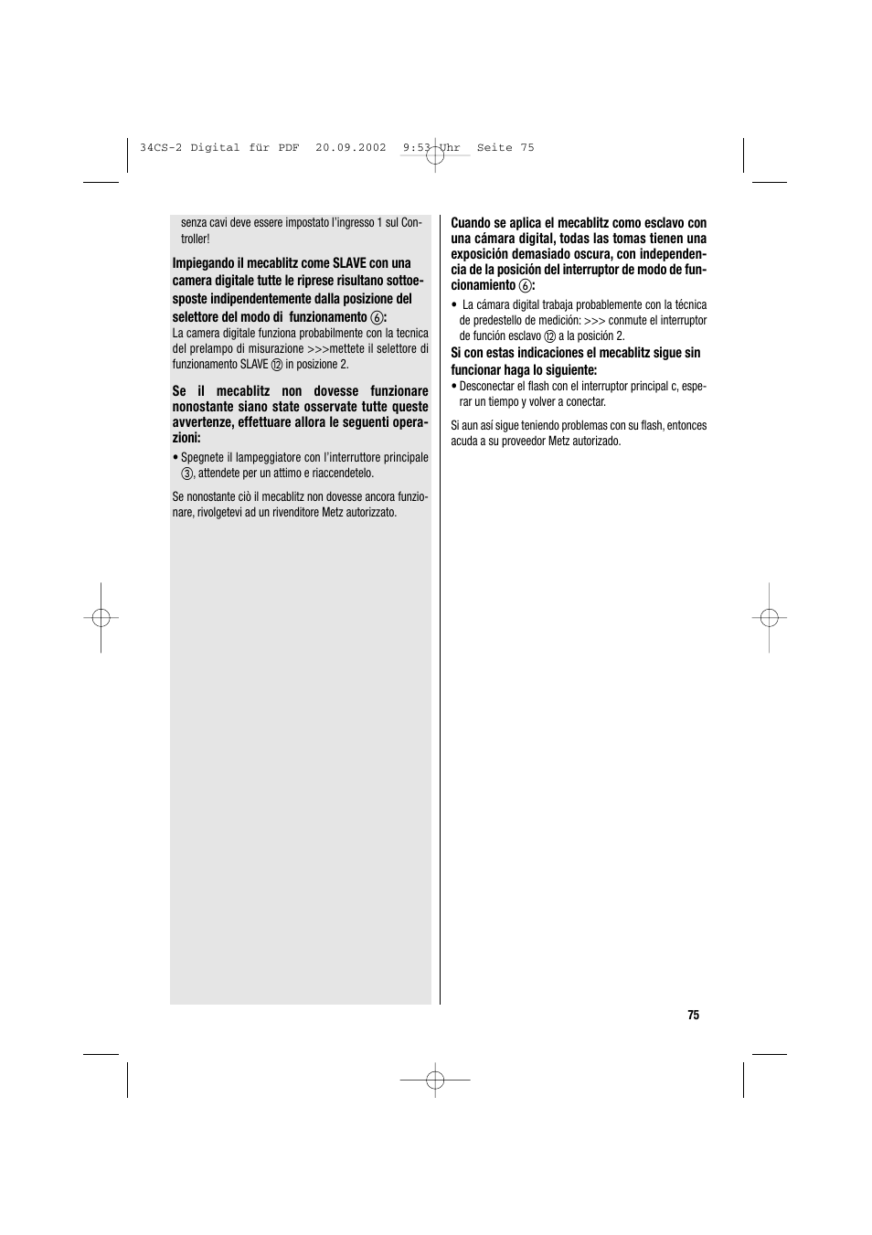 Metz 34 CS-2 User Manual | Page 75 / 80