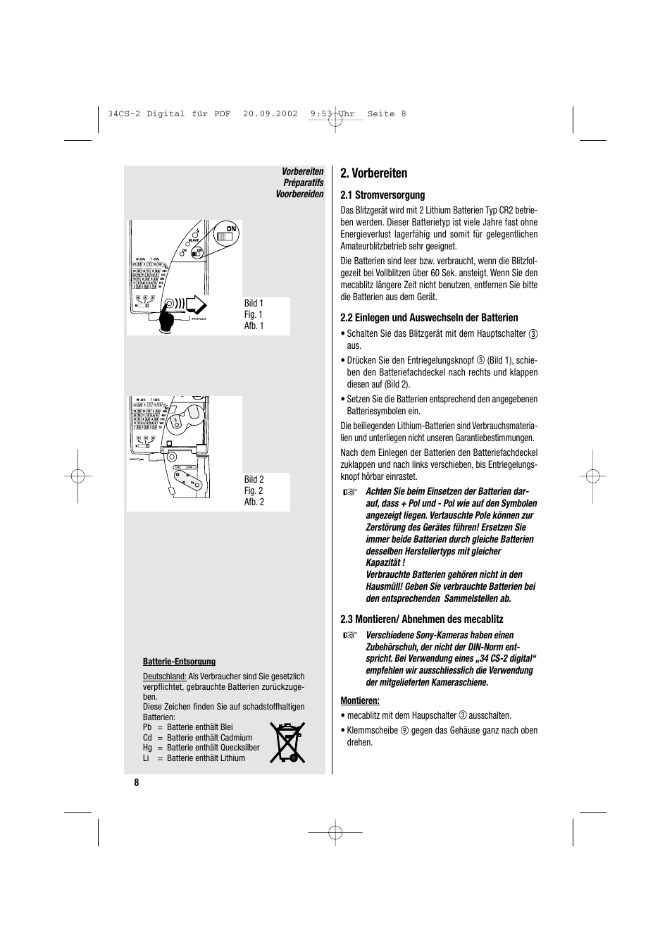 Vorbereiten | Metz 34 CS-2 User Manual | Page 8 / 80