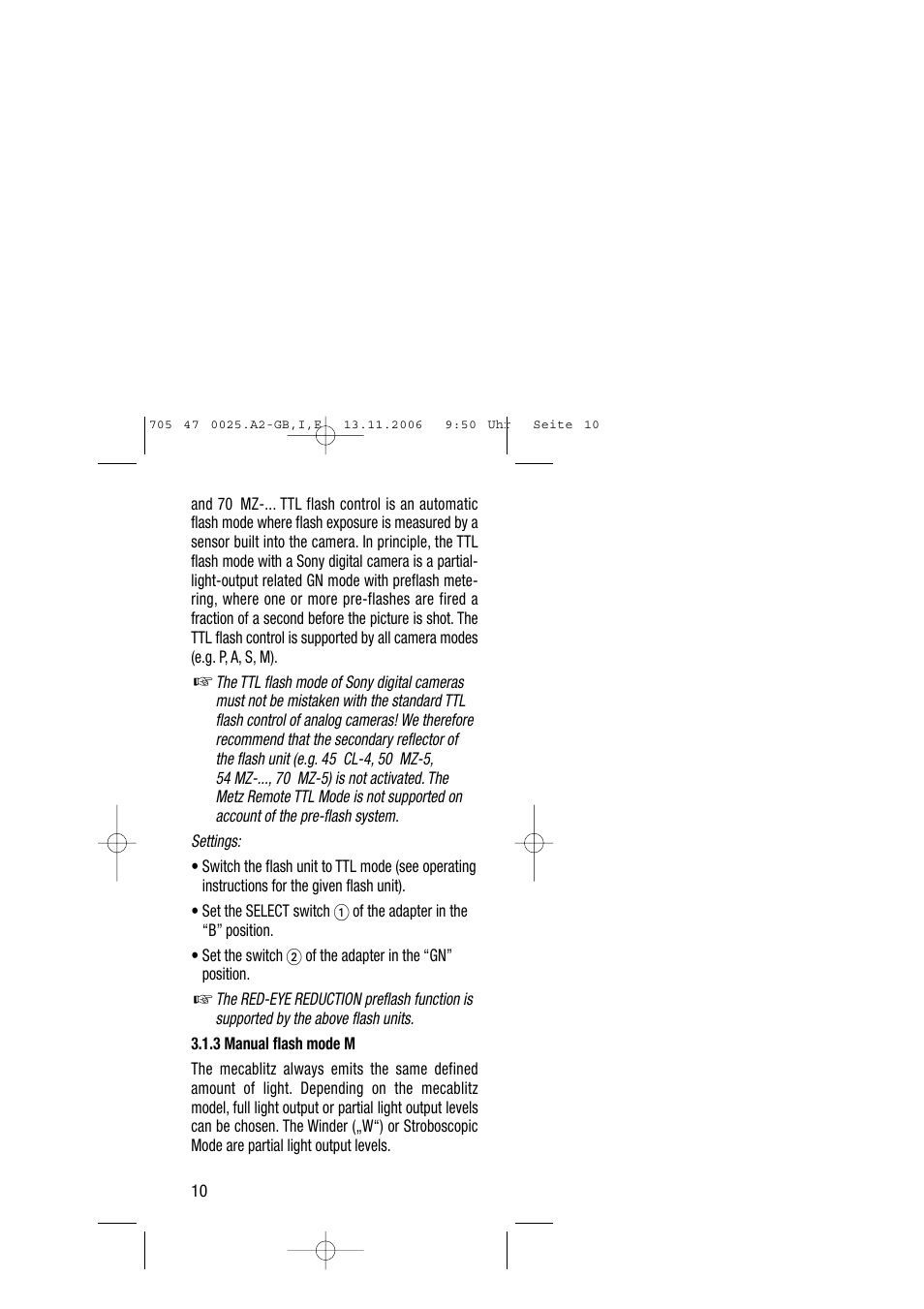 Metz SCA 3602 M4 User Manual | Page 10 / 76