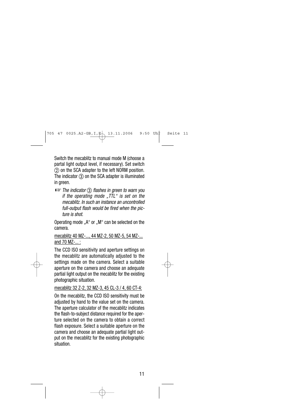 Metz SCA 3602 M4 User Manual | Page 11 / 76
