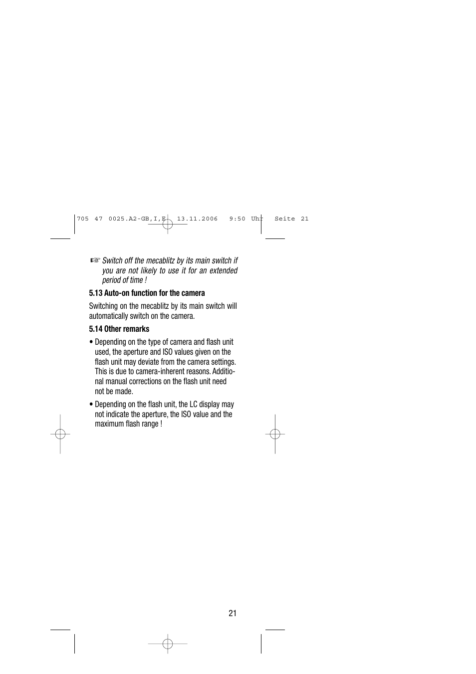 Metz SCA 3602 M4 User Manual | Page 21 / 76