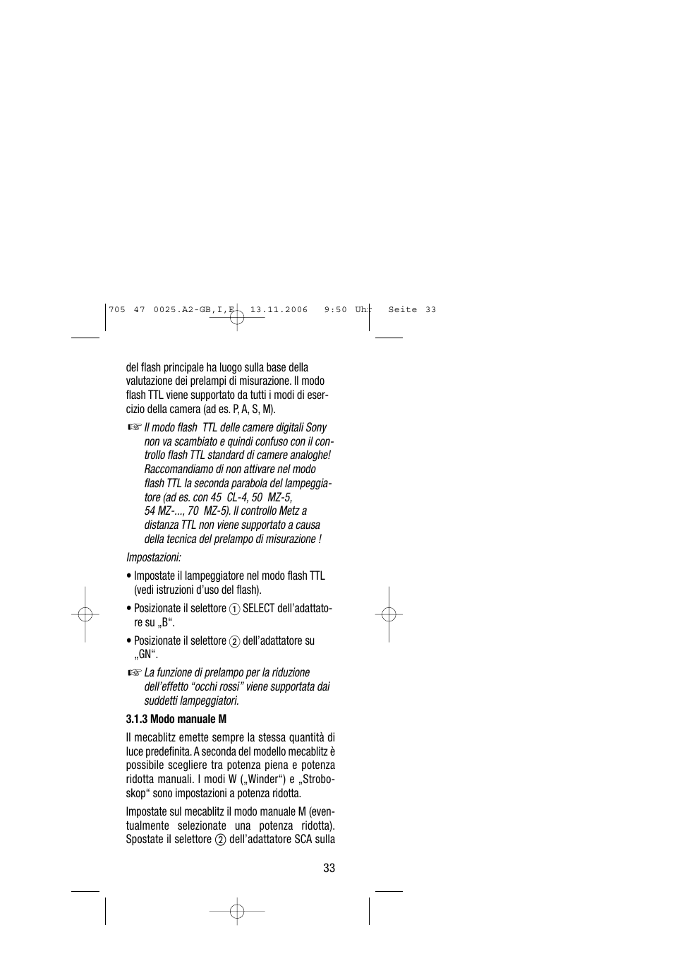 Metz SCA 3602 M4 User Manual | Page 33 / 76