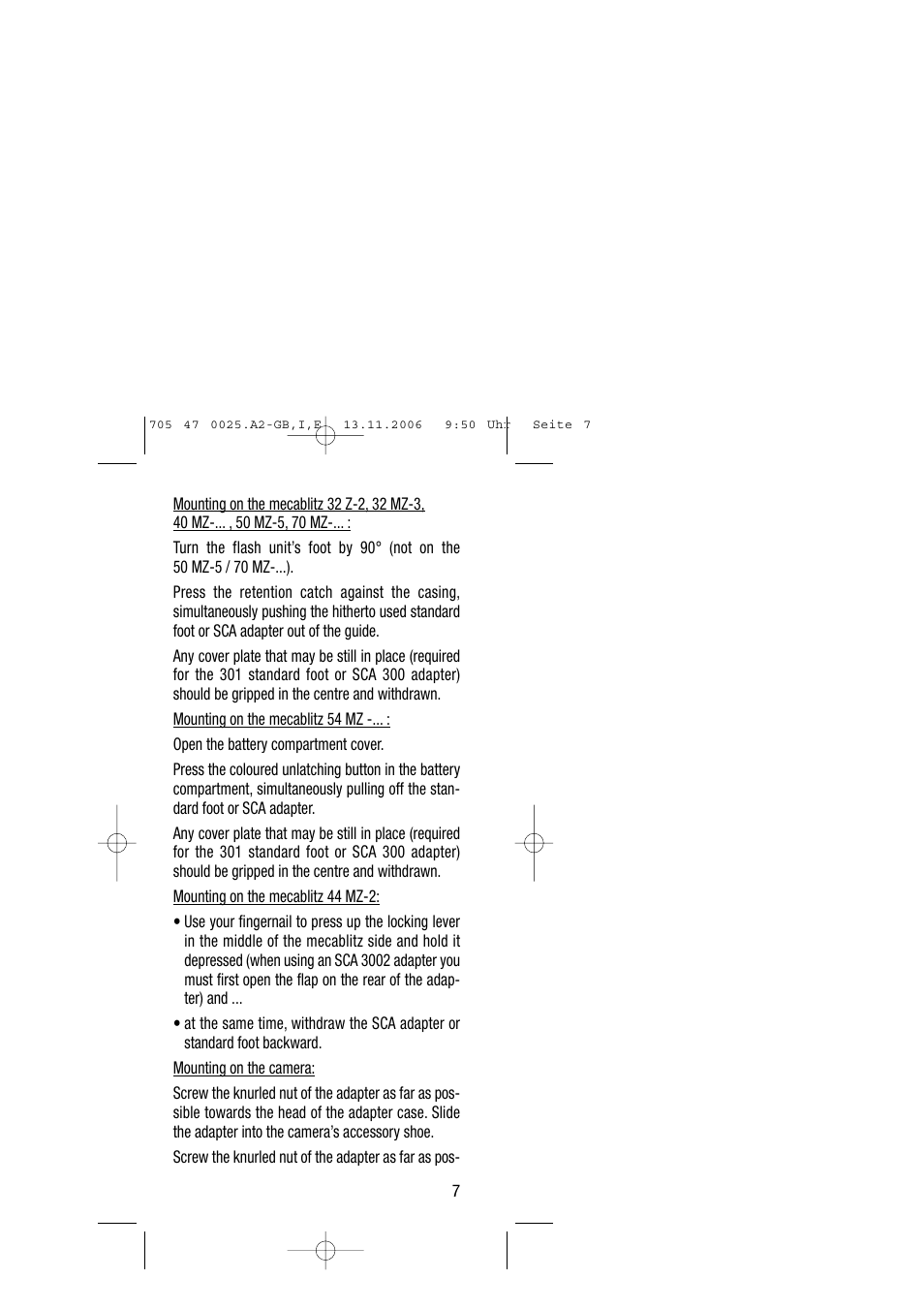 Metz SCA 3602 M4 User Manual | Page 7 / 76