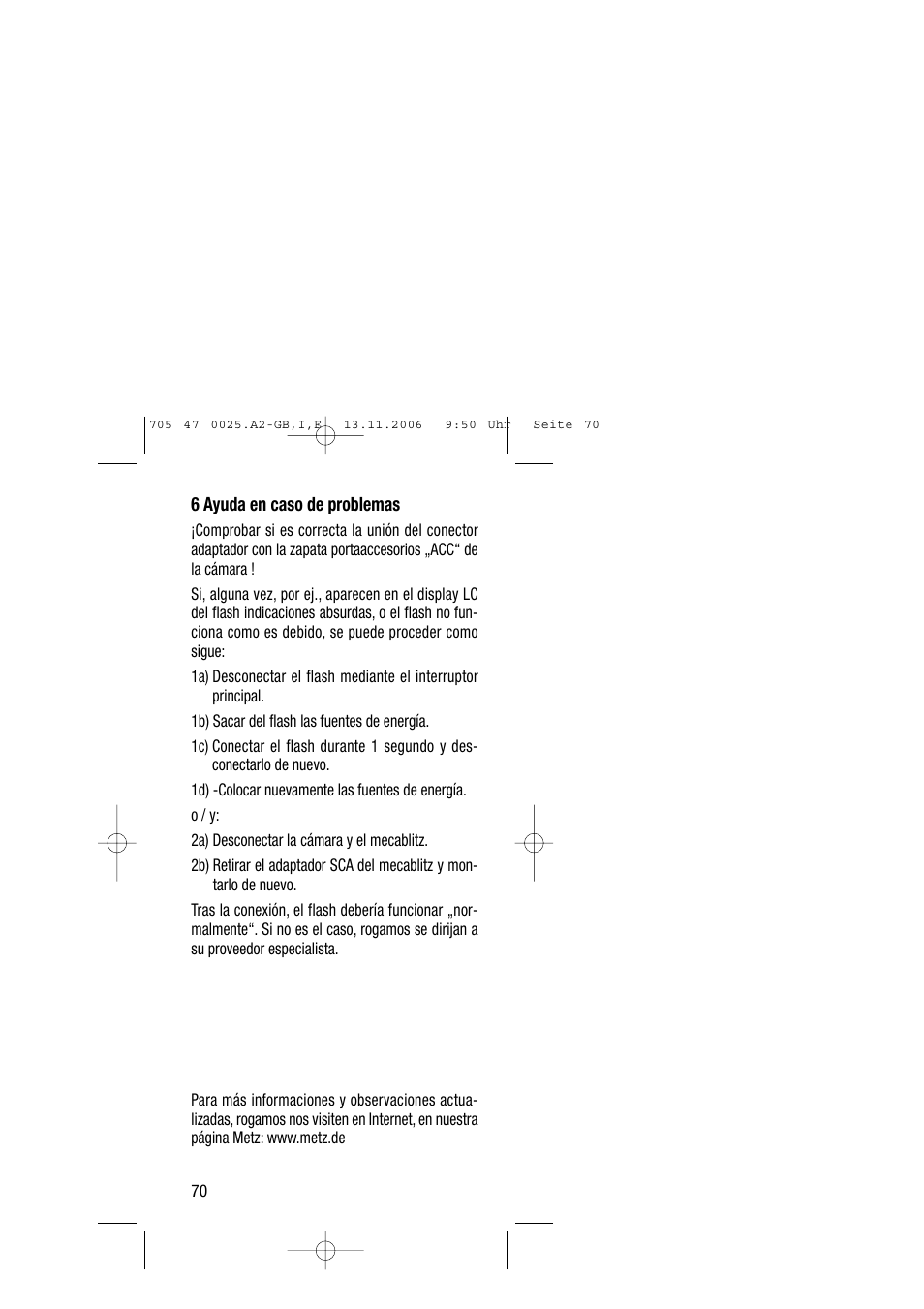 Metz SCA 3602 M4 User Manual | Page 70 / 76