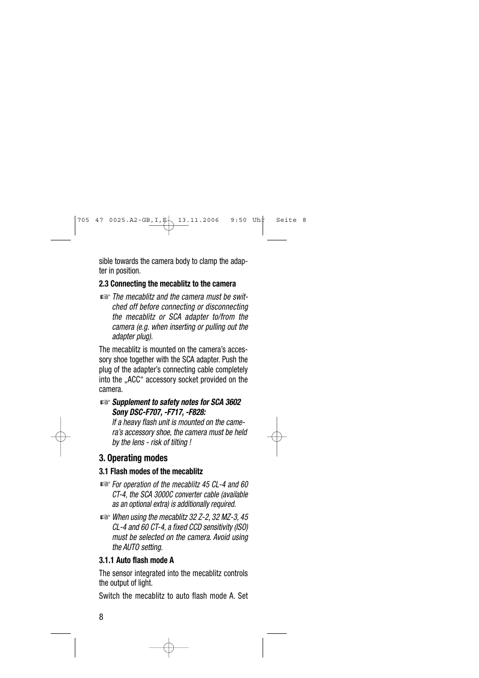 Metz SCA 3602 M4 User Manual | Page 8 / 76