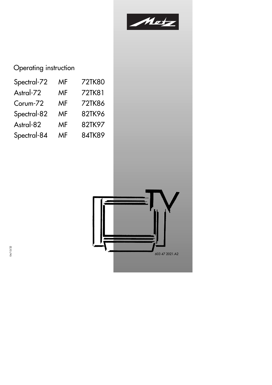 Metz MF 72TK80 User Manual | 88 pages