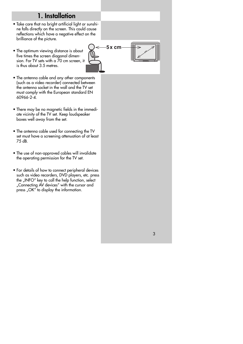 Installation, 5 x cm | Metz MF 72TK80 User Manual | Page 3 / 88