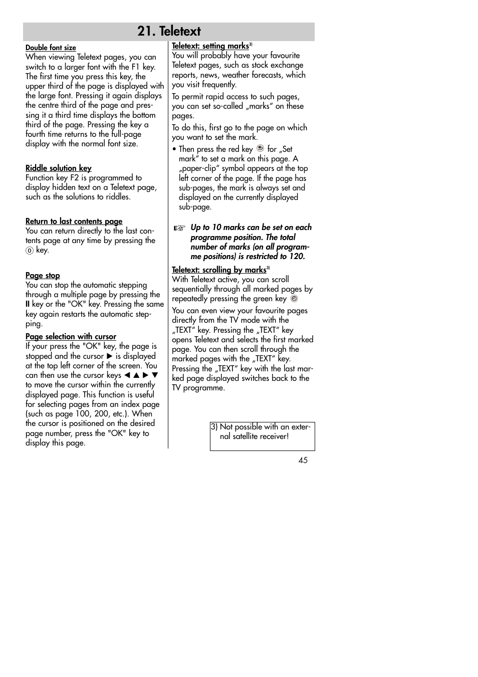 Teletext | Metz MF 72TK80 User Manual | Page 45 / 88