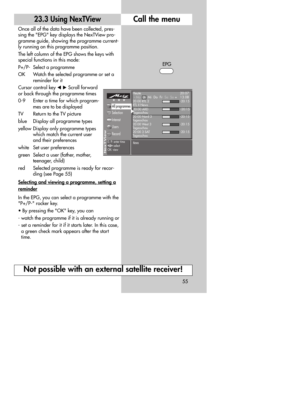 3 using nextview | Metz MF 72TK80 User Manual | Page 55 / 88