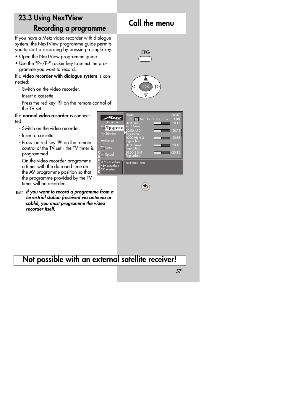 3 using nextview recording a programme | Metz MF 72TK80 User Manual | Page 57 / 88