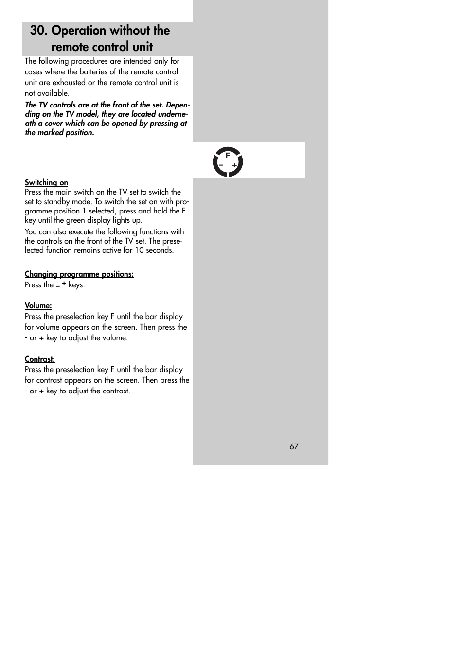 Operation without the remote control unit | Metz MF 72TK80 User Manual | Page 67 / 88