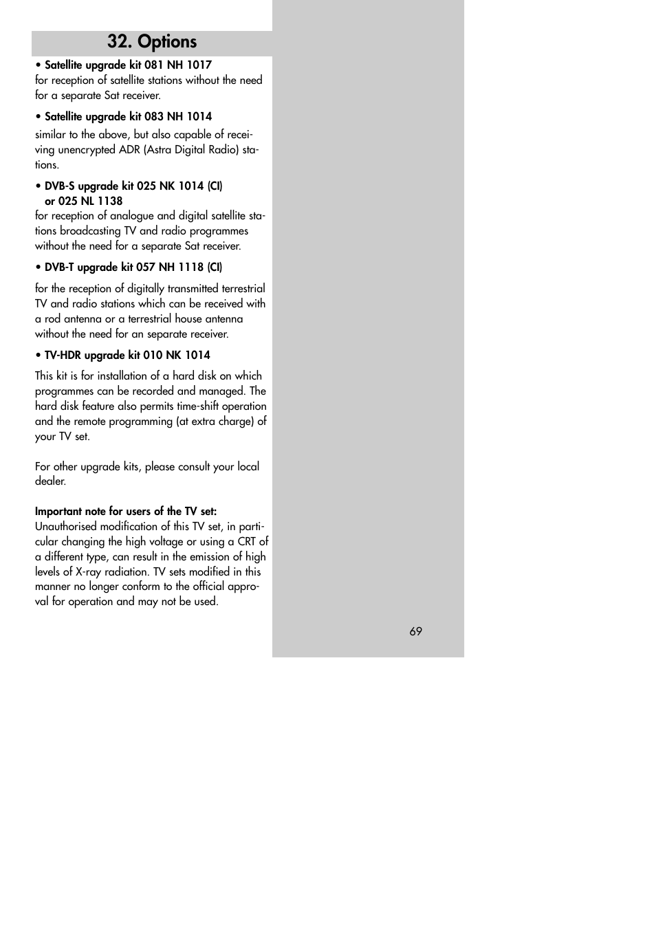 Options | Metz MF 72TK80 User Manual | Page 69 / 88